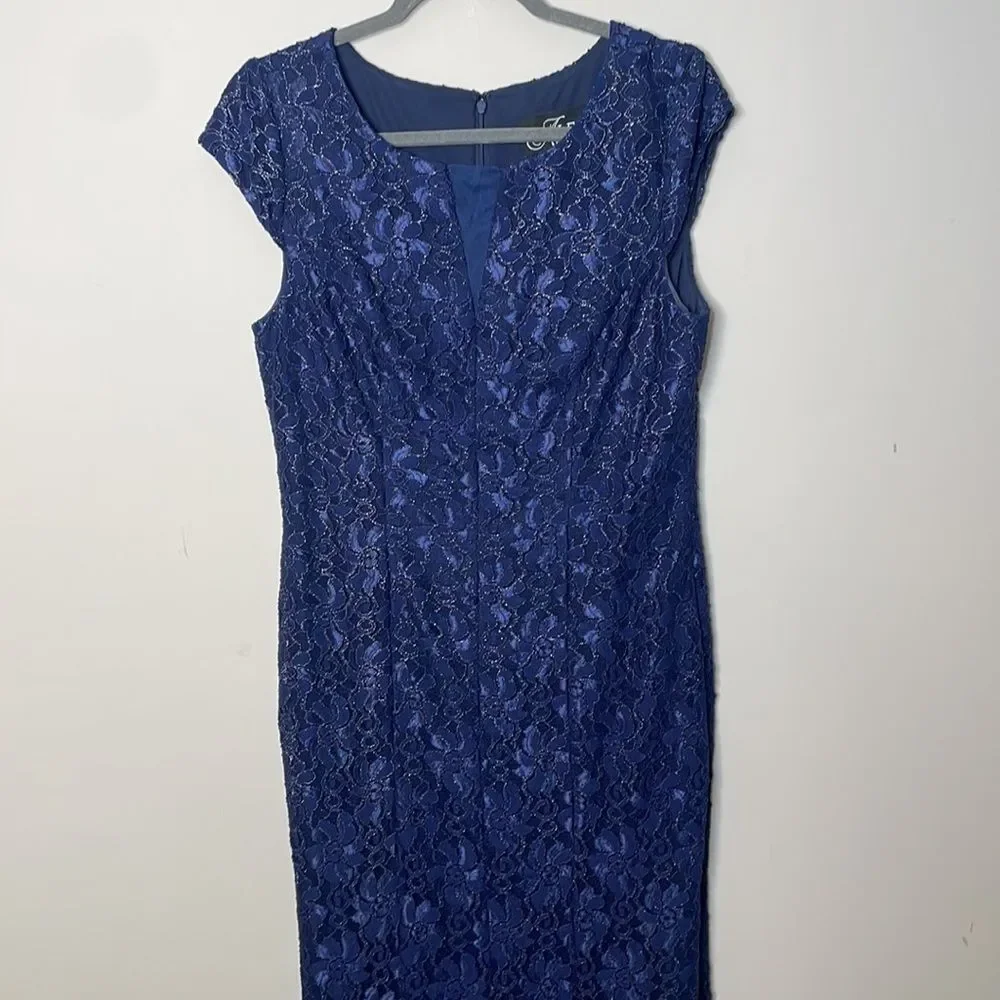 Alex Evenings Blue Lace Gown Size 12